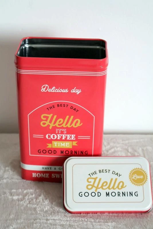 Lata de café vintage de 1500 ml, roja y blanca - Nueva - Decoración de cocina elegante – photo 3